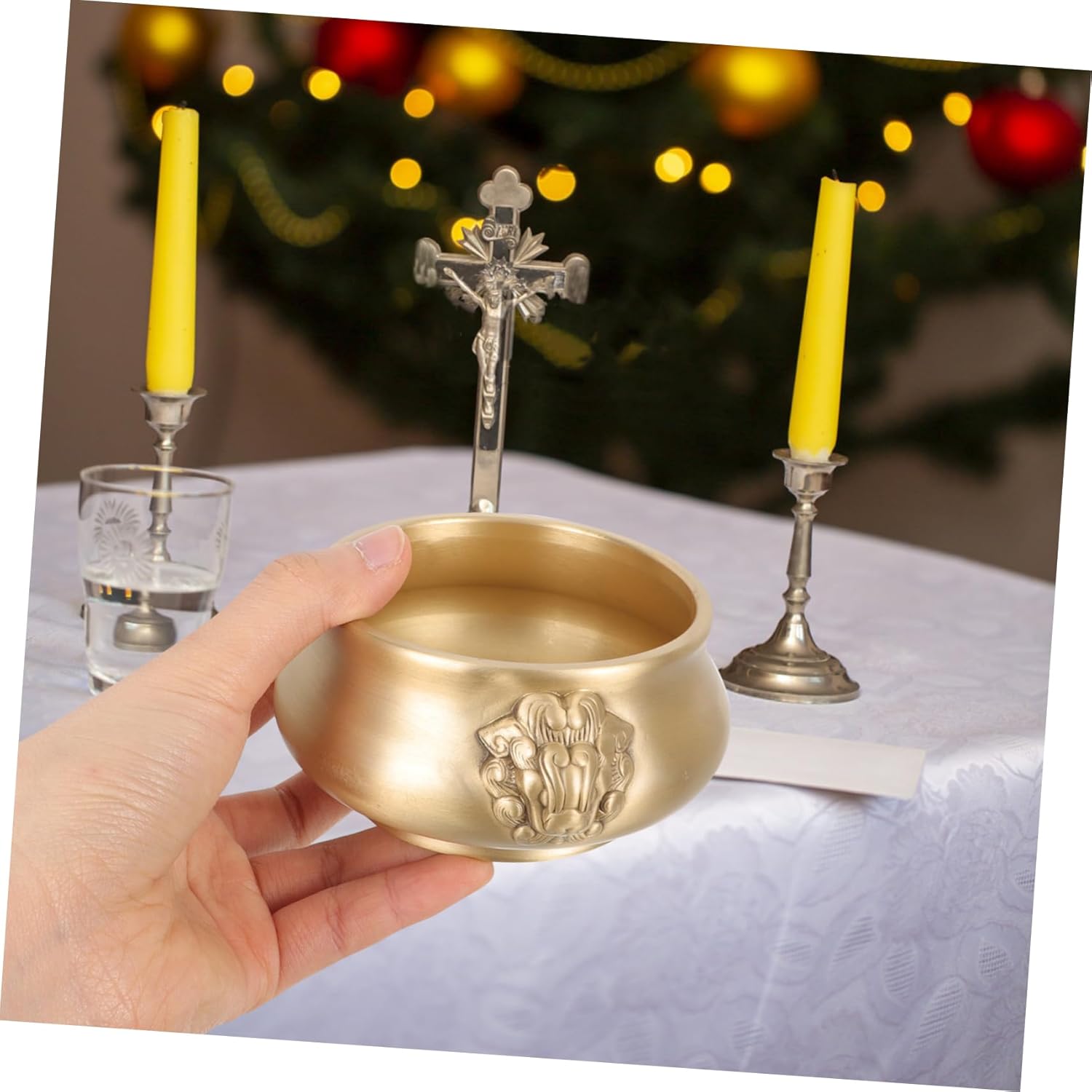 Unomor Brass Cornucopia Bowl Decorative Treasure Basin Chinese Fortune Offering Bowl for Home Tabletop Decoration Stylish Living Room Decor