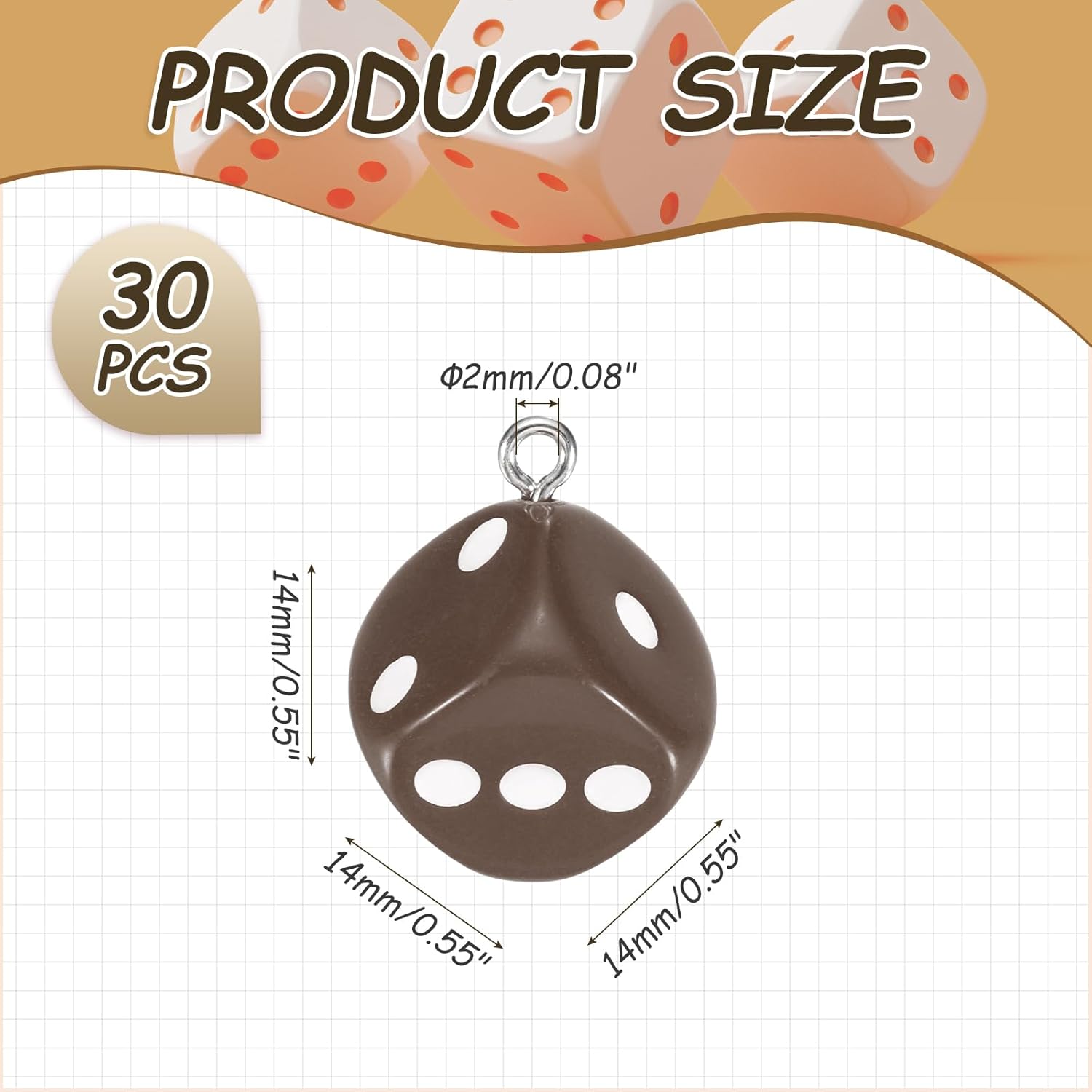 MECCANIXITY Dice Beads Charm 3D Cube Acrylic Dice Charm Pendant Fun Beads for Bracelets Jewelry Making - Image 2