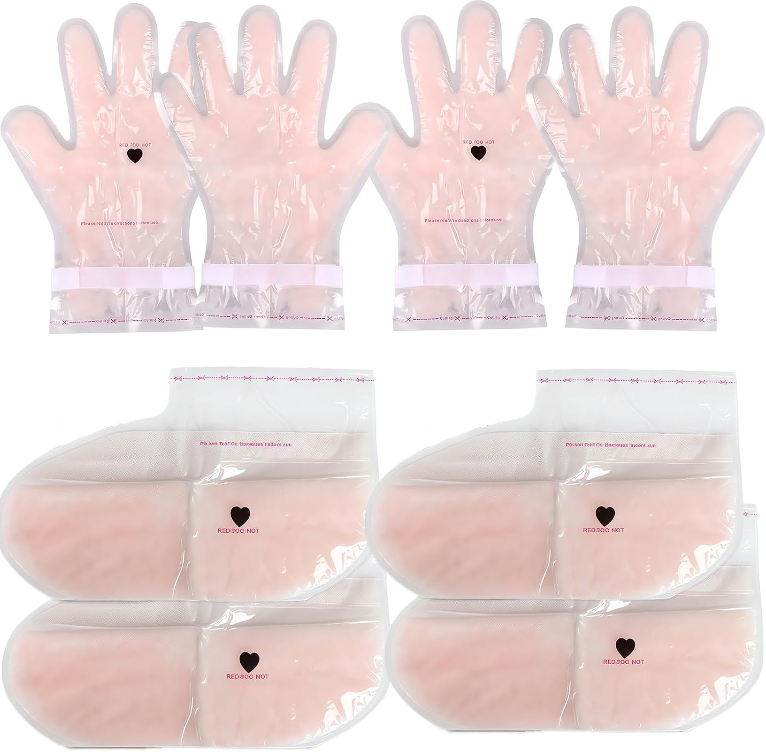 4 Pairs Paraffin Wax Gloves & Socks Set – Rose-Scented Spa Treatment for Hands and Feet, Microwaveable Moisturizing Mask – Relieves Dry Cracked Skin, Joint & Muscle Soreness – Home & Salon Use