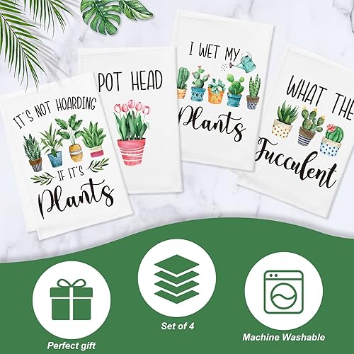 Miniatura 4 de Tatuo 4 toallas divertidas de cocina para plantas, té de mano, divertidas, decorativas, divertidas, toalla de gofre, regalos para inauguración de la