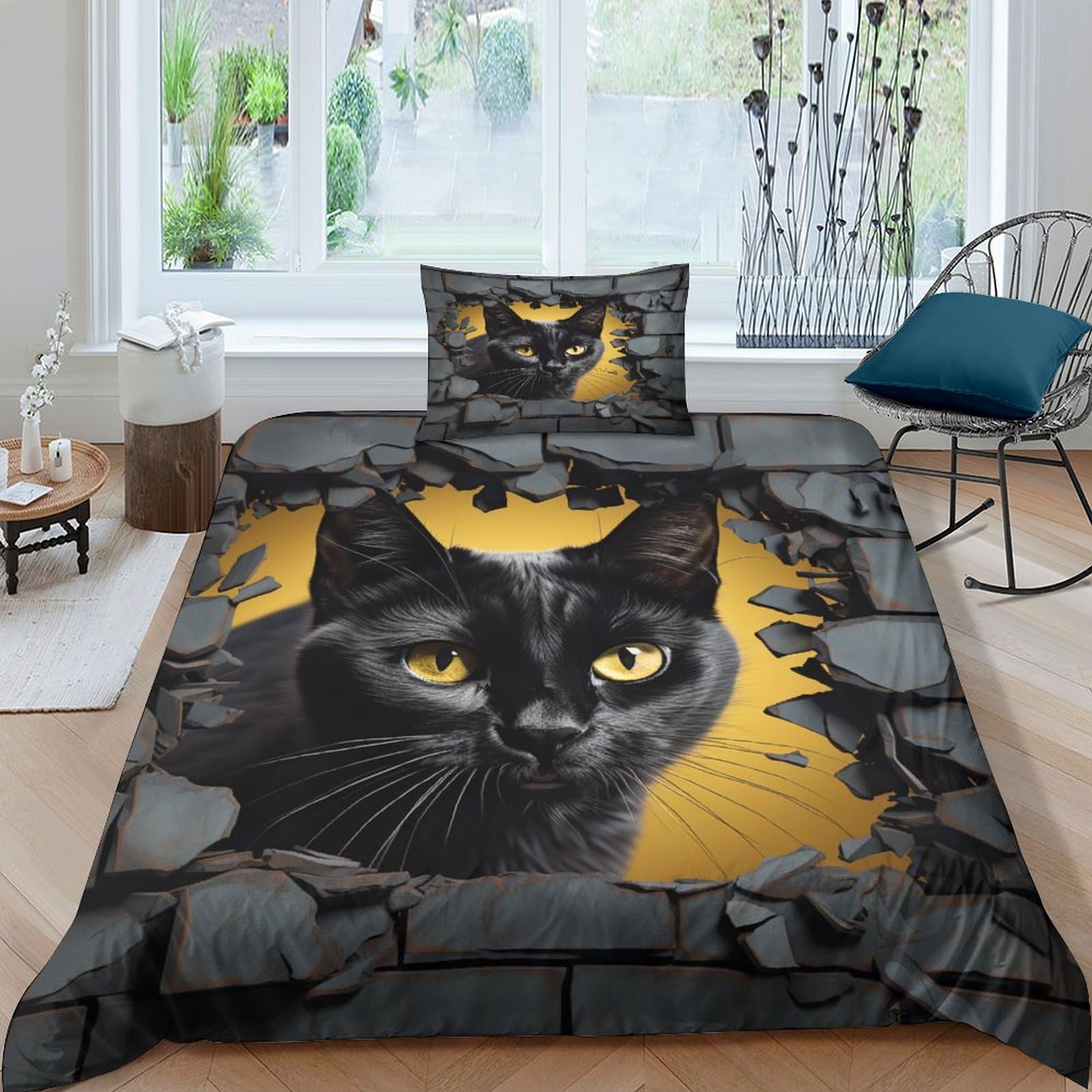 Housse de couette chat 3D douceur microfibre pour des nuits tendres