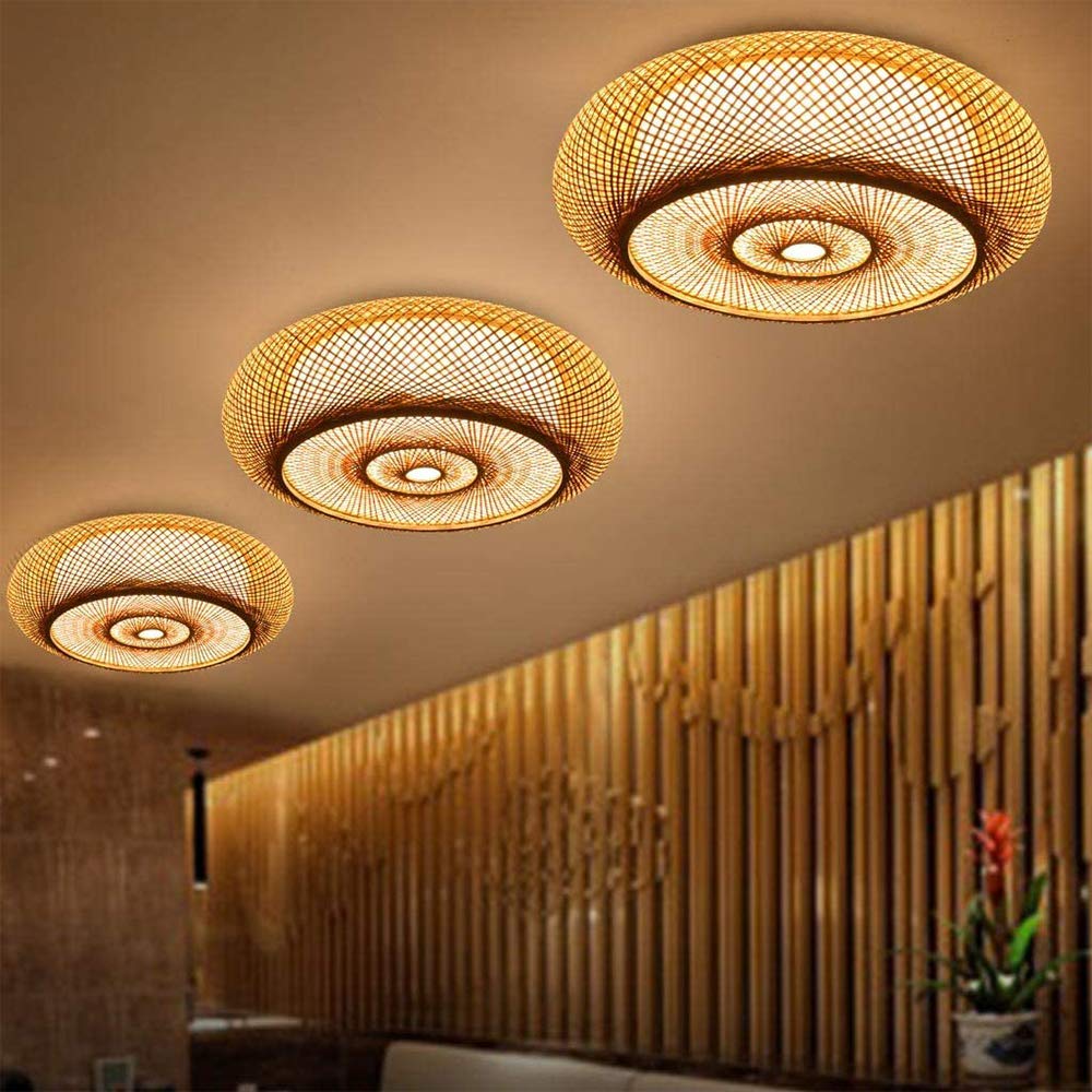 Bambus Gewebte Deckenleuchte Retro Country Bambuslampe Handgewebte  Deckenlampe Natrliche Bambus Rattan E27 Loft Korridor Teestube Beleuchtung  Dekorative Lampe Hngelampe,50cm : Amazon.de: Beleuchtung
