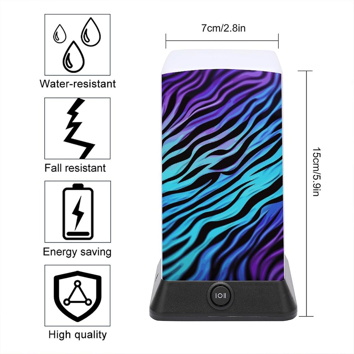 Desk Lamp Table Lamp with 2 Lighting Modes Battery Operated Purple Blue Green Camouflage Zebra Stripes Reading Lamp for Bedroom Nightstand