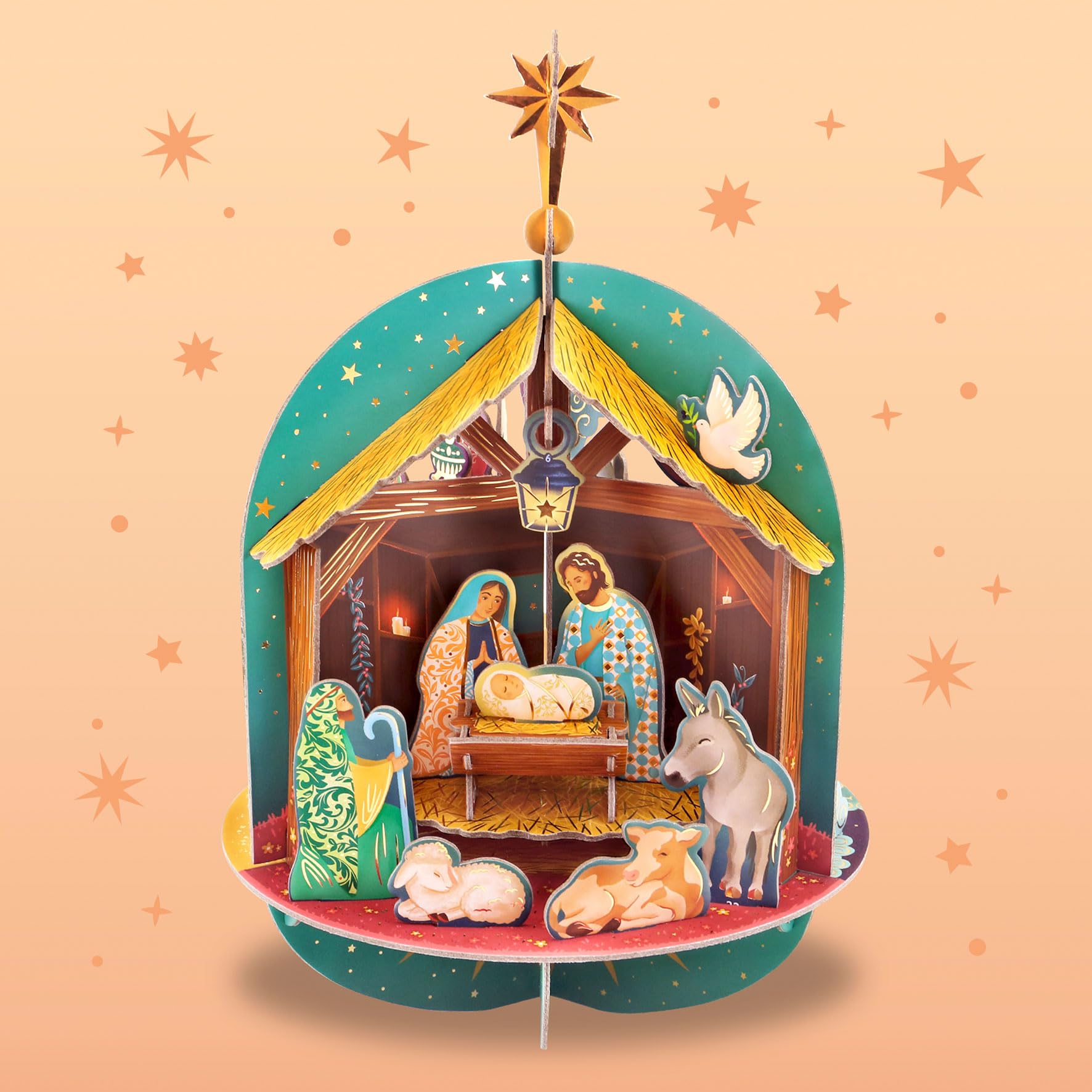 SANTORO Pop and Build Calendario dell'Avvento con conto alla rovescia per il presepe di Natale, pop-up 3D, 25 pezzi diversi per ogni giorno, regalo per bambini e adulti