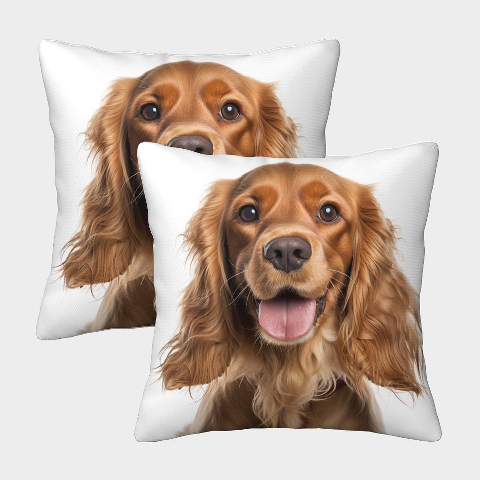 ZHUICHENG 3D Printed Cocker Spaniel Throw Pillow Covers Hound Throw Pillow Case Garden Cushion Super Soft Pack of 2 for Patio,Couch, Tent, Balcony And Sofa 45x45cm