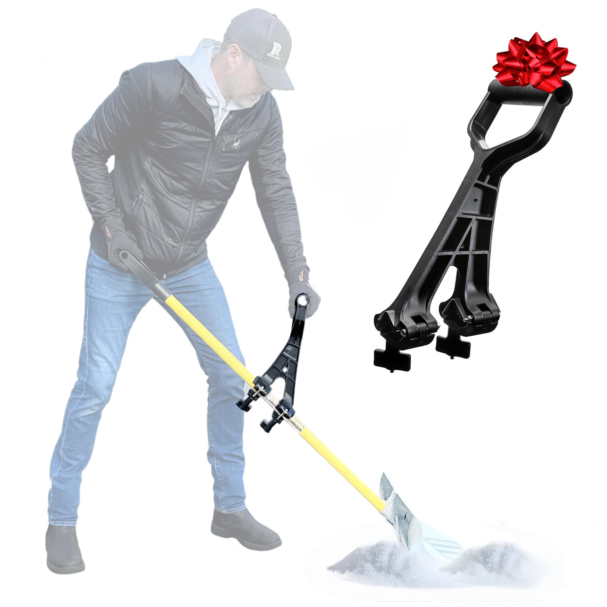 Reach Right Universal Handle Attachment for Snow Shovel, Weedeater, String Trimmer, Rake & More | Versatile Ergonomic Back Saving Attachment for All Gardening Tools | Yard Tool Gifts