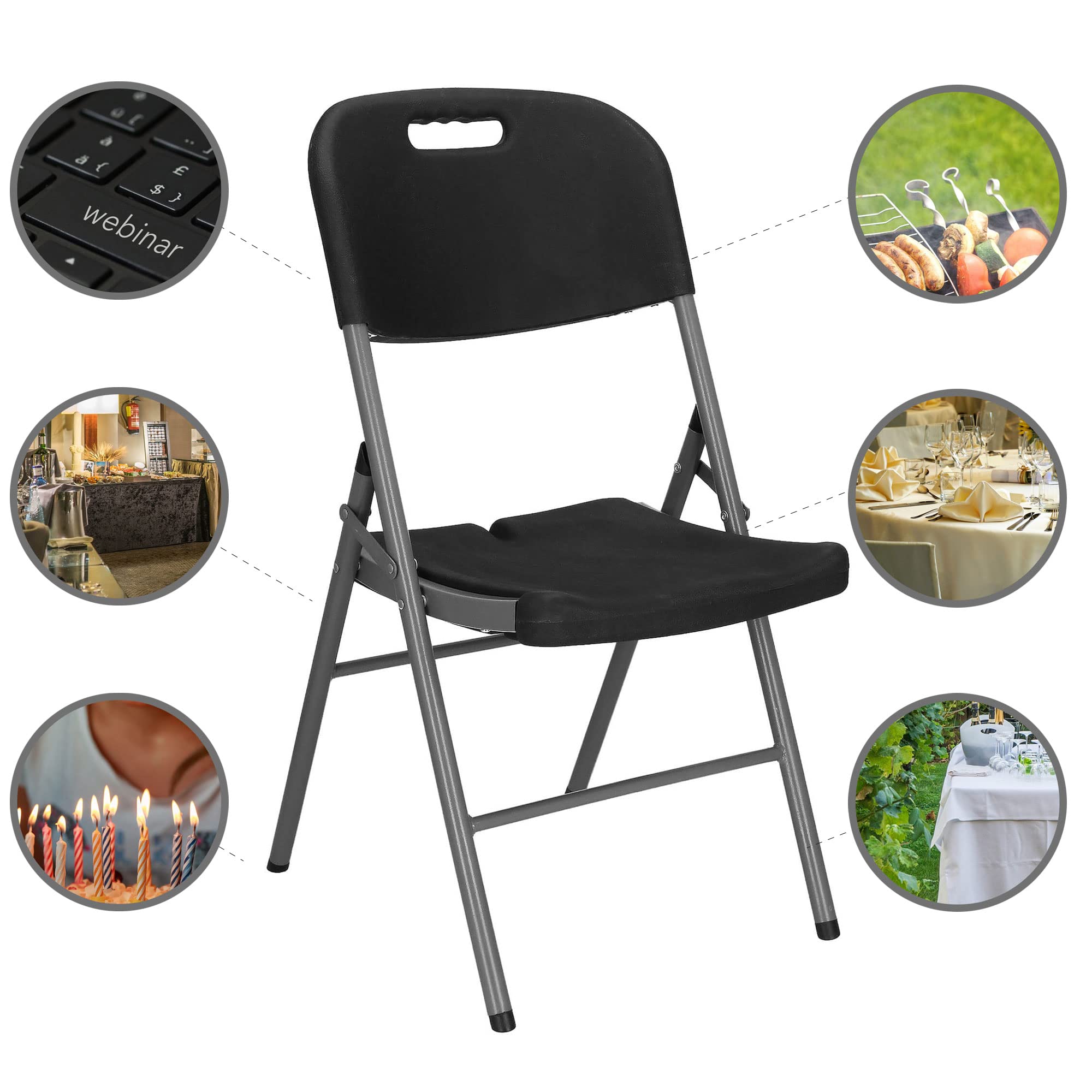 SPRINGOS Lot de 6 chaises pliantes en plastique pour banquet