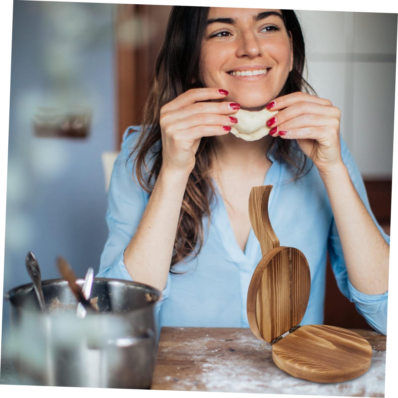 BESTonZON 10piezas Prensa De Masa De Madera Para Empanadas y Dumplings Herramienta De Repostería y Preparación De Bocadillos