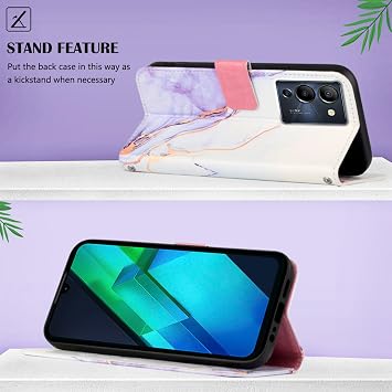 Protective Cover for Infinix Note 12 G96 X670 (6.7 Inch) PU Leather Crossbody Bag Marble Pattern with Stand Wallet Flip Case Phone Holster Drawstring Purse Purple