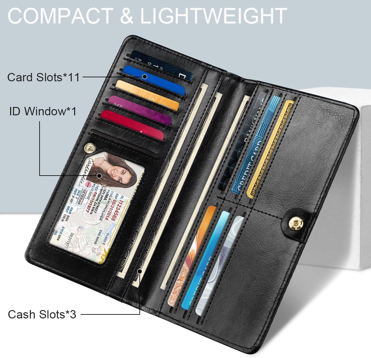 Minimalist Bifold Wallet RFID Blocking Slim Cute Credit Card Holder Compact Leather Wallet Ladies Purse for Handbag, Mushroom - Image 2