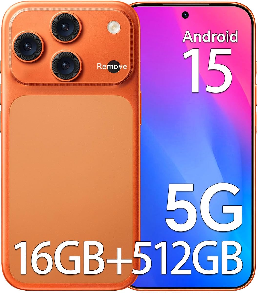 S17PM Teléfono Celular 5G Desbloqueado, Smartphone Android 15, Pantalla HD de 6.9", 16GB RAM + 512GB Almacenamiento, Snapdragon 888, Cámara 104MP+32MP, Batería de Larga Duración 5000mAh, Dual SIM, GPS, WiFi
