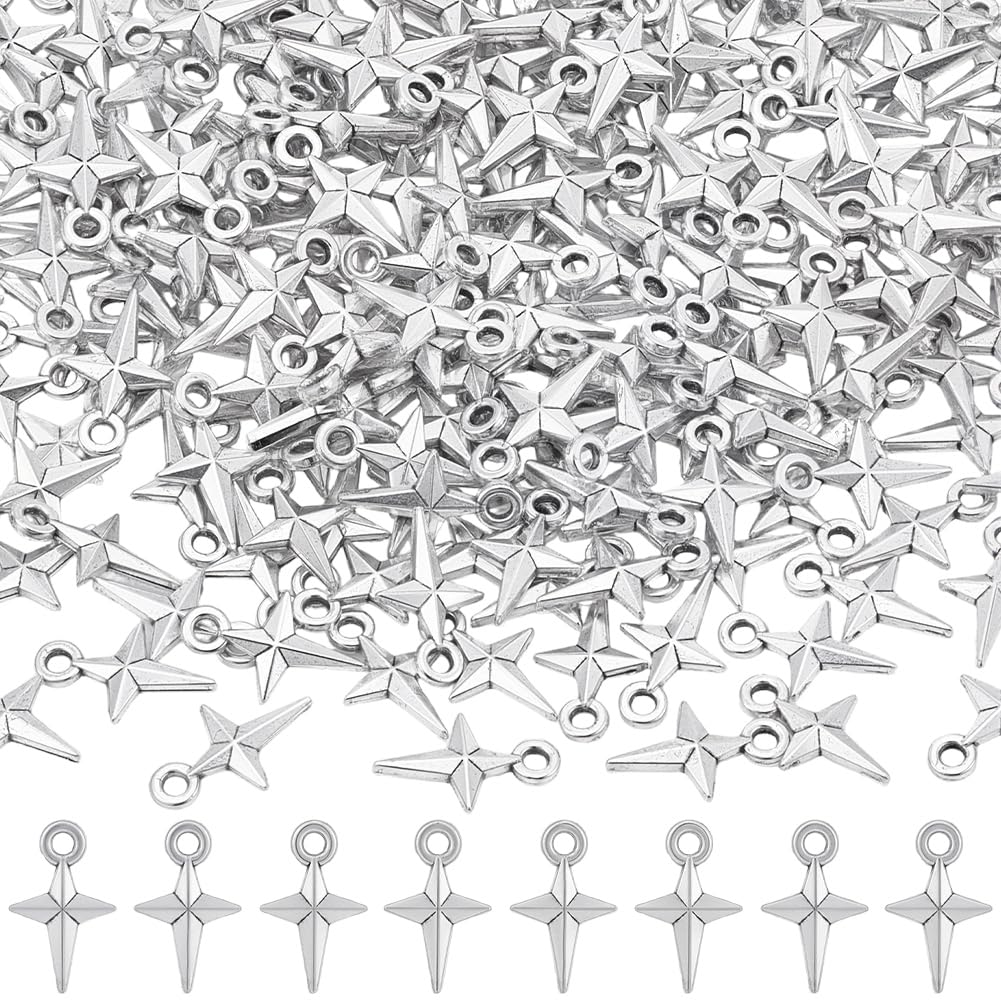 Breloques étoile à quatre branches pour création bijoux bracelets et boucles