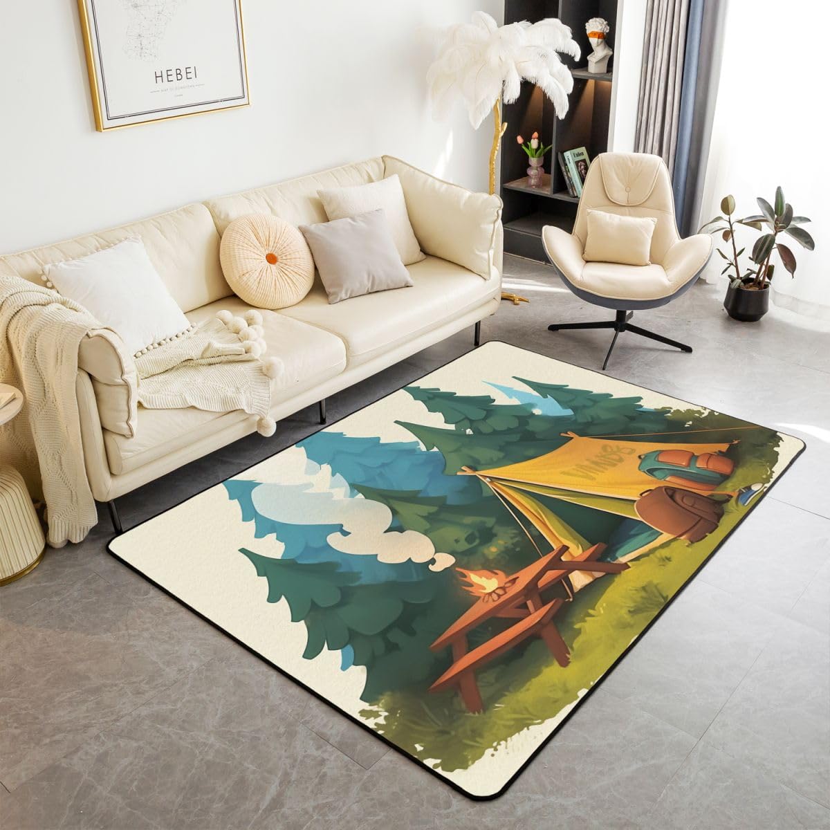 Tapis sol camping intérieur 150x200cm pour isoler le sol du salon