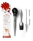 Liquid Solution Turkey Baster 5 Piece Set – Includes Baster for Cooking, Barbecue Basting Brush, 2 Flavor Injector with Cleaning Brush – Great Gift Idea for Thanksgiving