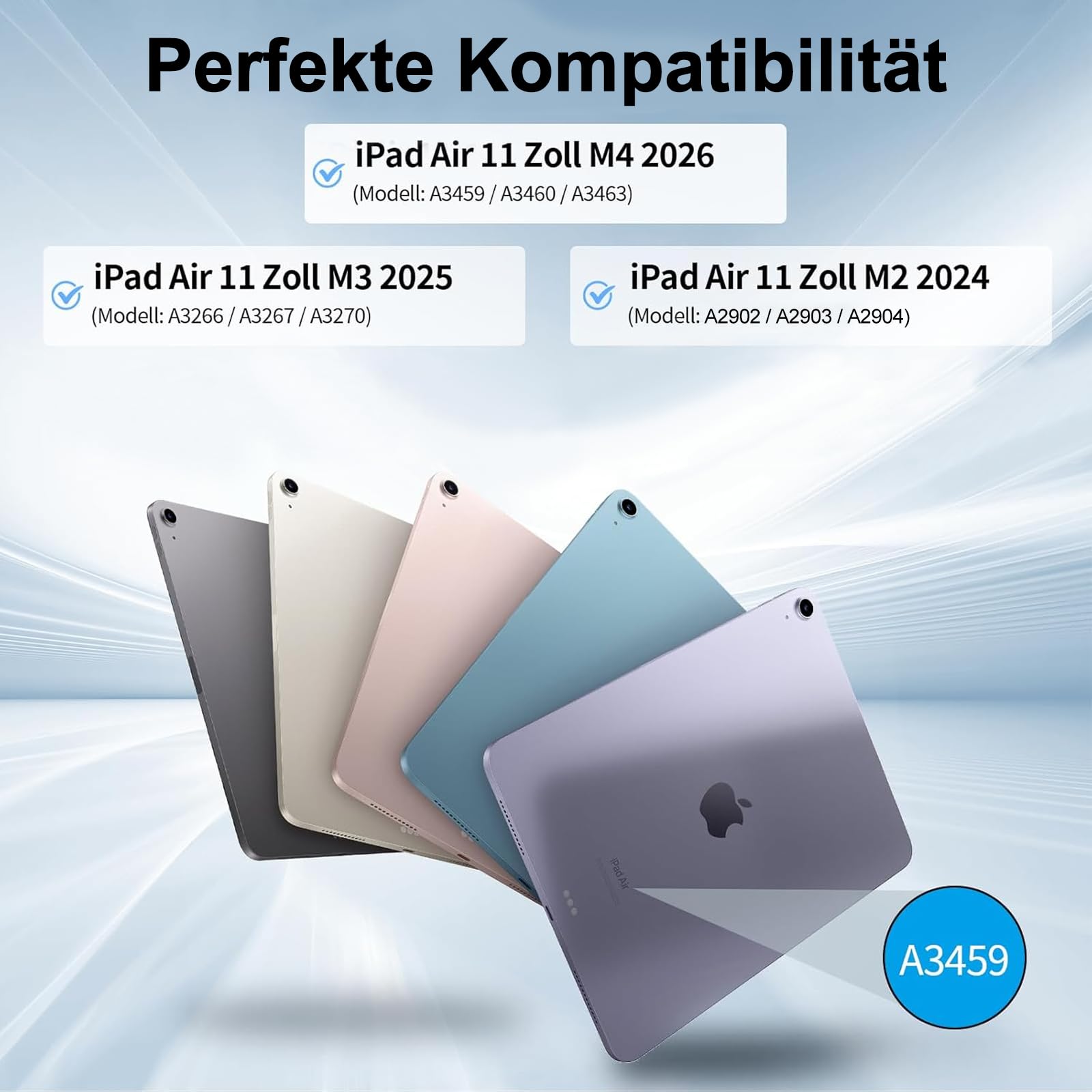 Custodia con tastiera per iPad Air 11" M4/M3/M2 (2024-2026), touchpad/illuminazione | Custodia con portapenne, tastiera QWERTZ Bluetooth magnetica per iPad Air 8/7/6. generazione 11 pollici M4/M3/M2