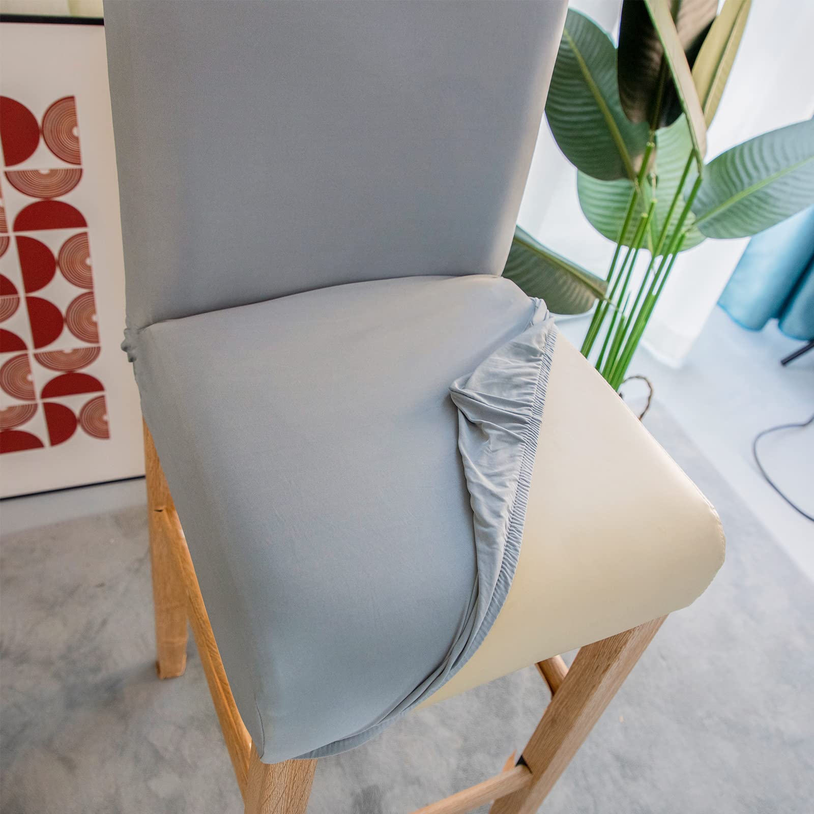 Coprisgabelli Per Cucina Jaotto 4 Pezzi - Elasticizzati, Con Schienale, Universali Per Sgabelli Altri - Foto 12