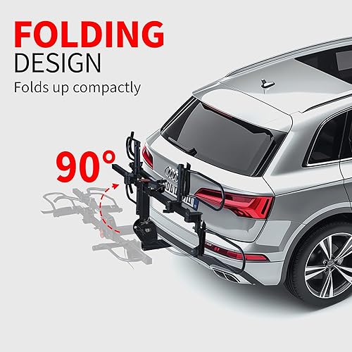 Miniatura 6 de Young - Portabicicletas para 2 bicicletas, plataforma para montaje en autos, camiones y minivans, compatible con bicicletas con ruedas de hasta 5