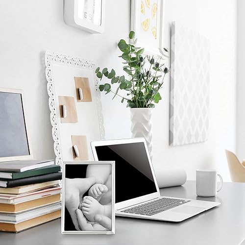 Miniatura 5 de TIZO - Marco de fotos decorativo con borde lineal fino de 5 x 7 pulgadas, marco de fotos de calidad boutique, colección TIZO (plata esterlina 925)