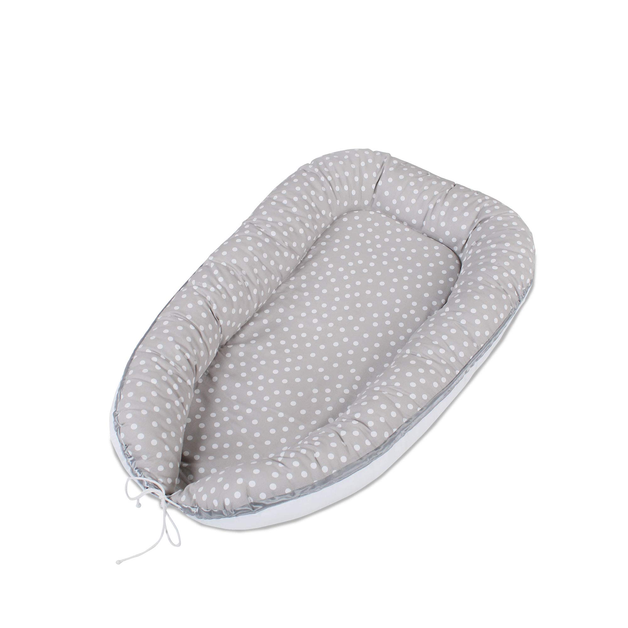babybay Kuschelnest, perlgrau Punkte weiß
