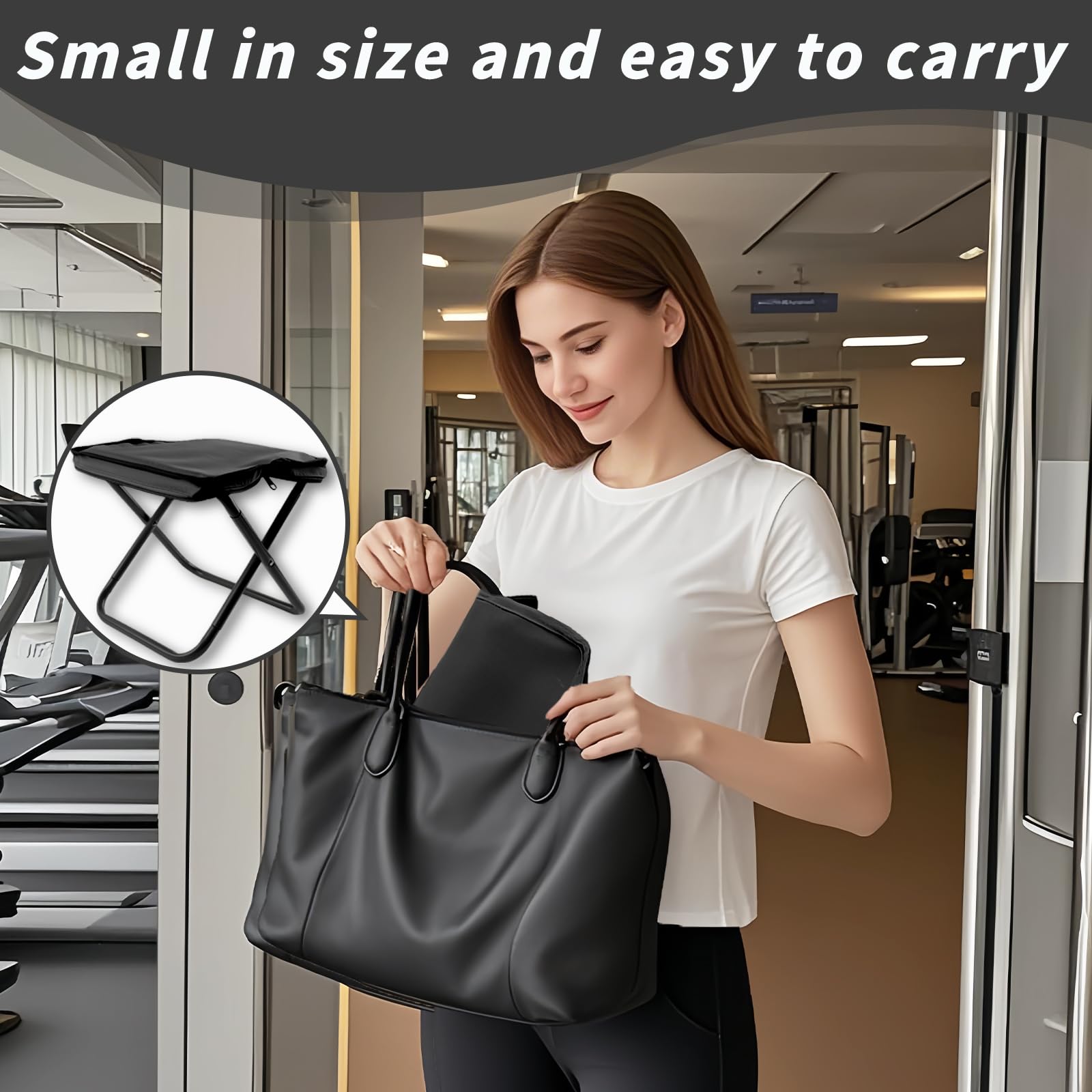 Sgabello Pieghevole Portatile, Sedia Pieghevole Campeggio, Leggero, Sedia Portatile in acciaio con Borsa di Stoccaggio per Attività All'aperto,Pesca,Barbecue,Viaggi,Massimo 180KG (Nero)
