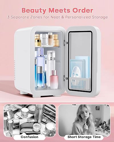 Miniatura 3 de Enventor Mini refrigerador para el cuidado de la piel, refrigerador pequeño para dormitorio, refrigerador de belleza para maquillaje con espejo LED