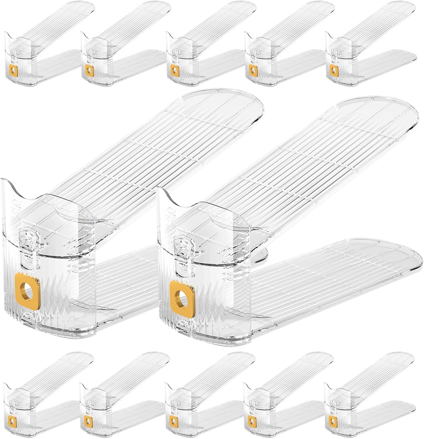 12Pack Shoe Slots Organizer for Closet Shoe Stacker Shoe Rack Organizer for Closet Space Saver Storage Shoe Holder Organization (Clear)
