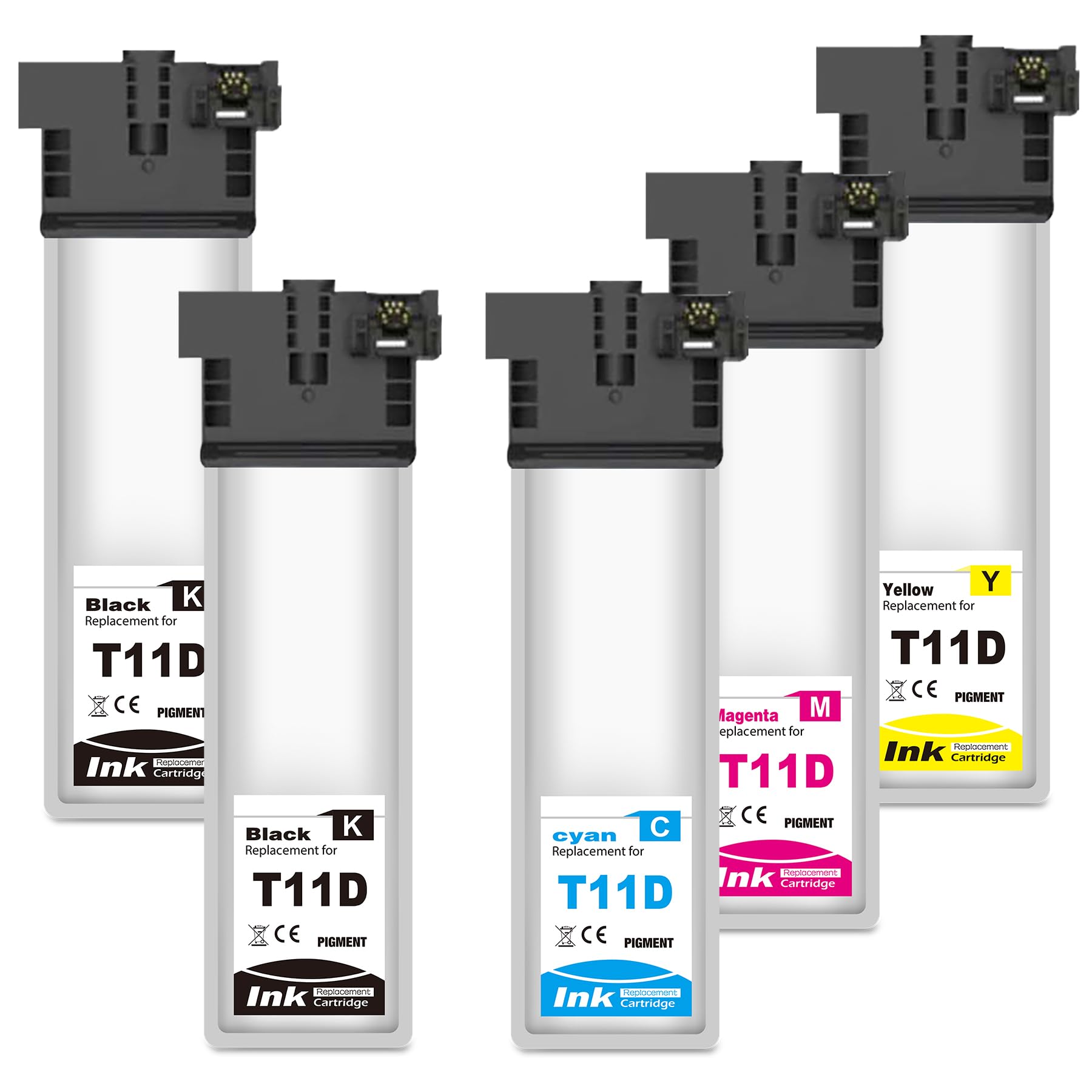 Wkład Nalifestic T11D kompatybilny z EPS T11D1 T11D2 T11D3 T11D4 do Workforce-Pro WF-C5390DN, WF-C5390DW, WF-C5390DW BAM,WF-C5890DW WF-C5890DWF BAM (5 sztuk 2 czarne. 1 cyjan, 1 magenta, 1 żółty)