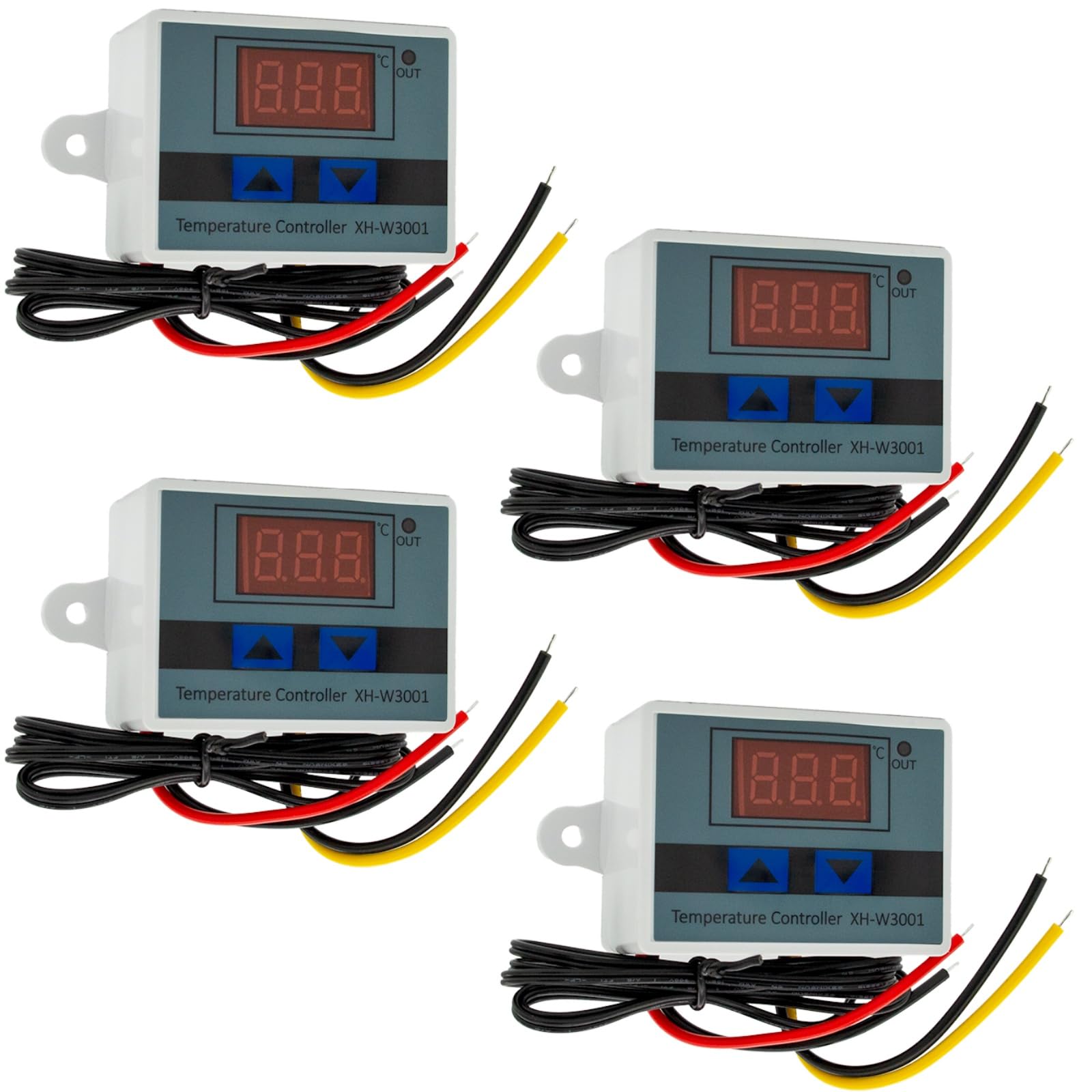 4PCS XH-W3001 Digital Programmable Thermostat Switch with Waterproof Probe 12V 10A 120W DC Heating Cooling Temperature Controller, Compact Design for HVAC Aquariums Industrial Use (-50℃ to 110℃ Range)