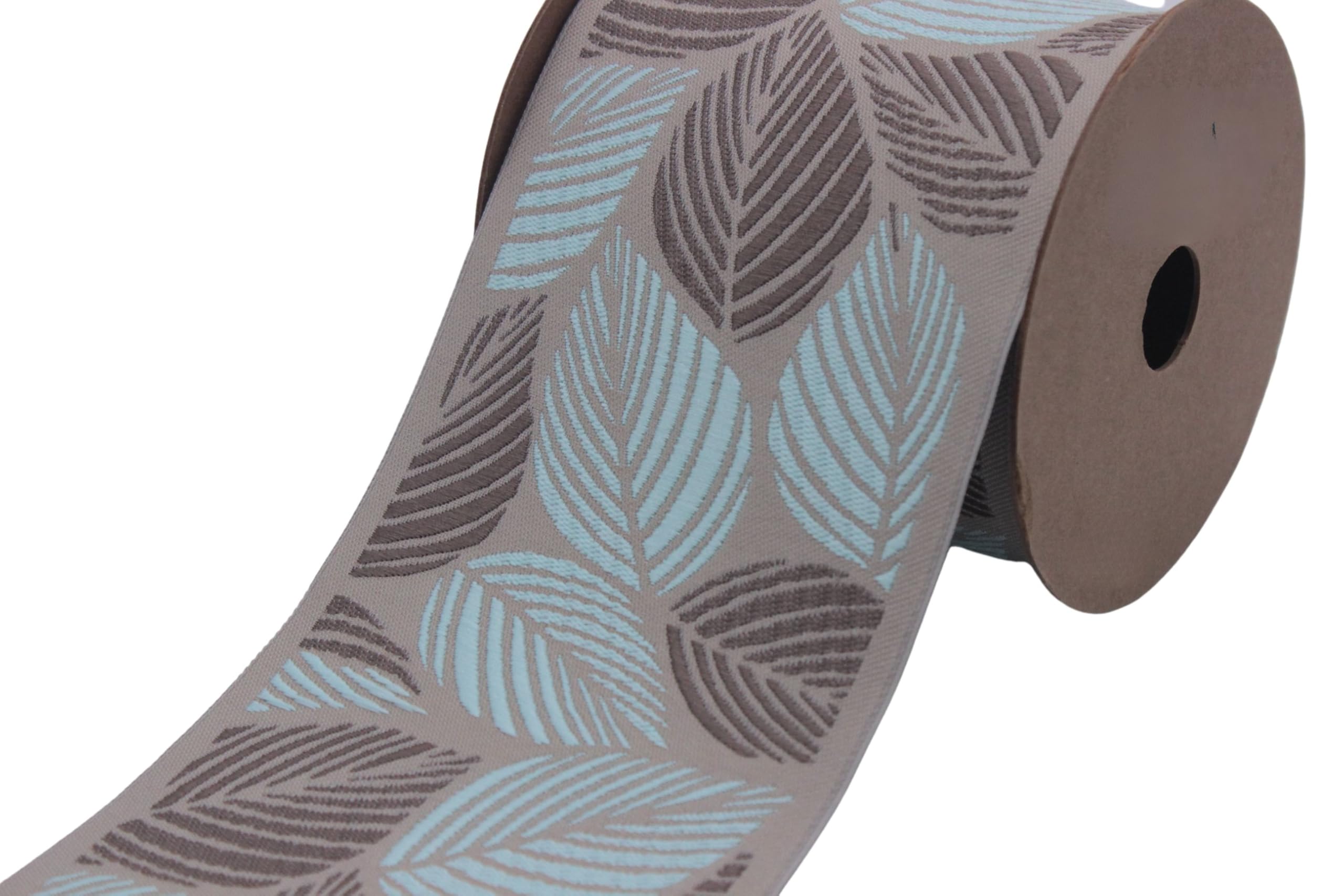 Ruban jacquard feuilles tropicales pour une déco de salon exotique et chic V4 196