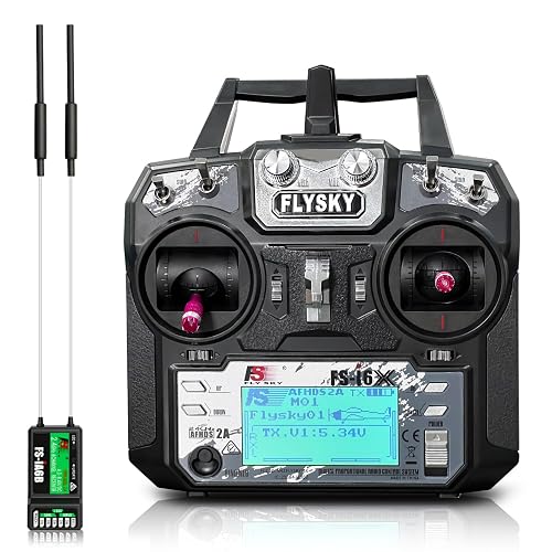 HAWK'S WORK FS-i6X 10 Ch Transmitter, 2.4GHz RC Controller with FS-iA6B Receiver for Drone Multirotor Airplane Helicopte