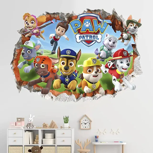 Autocollant Mural 3D Paw Patrol - Décoration Chambre Enfant Stickers Pat Patrouille