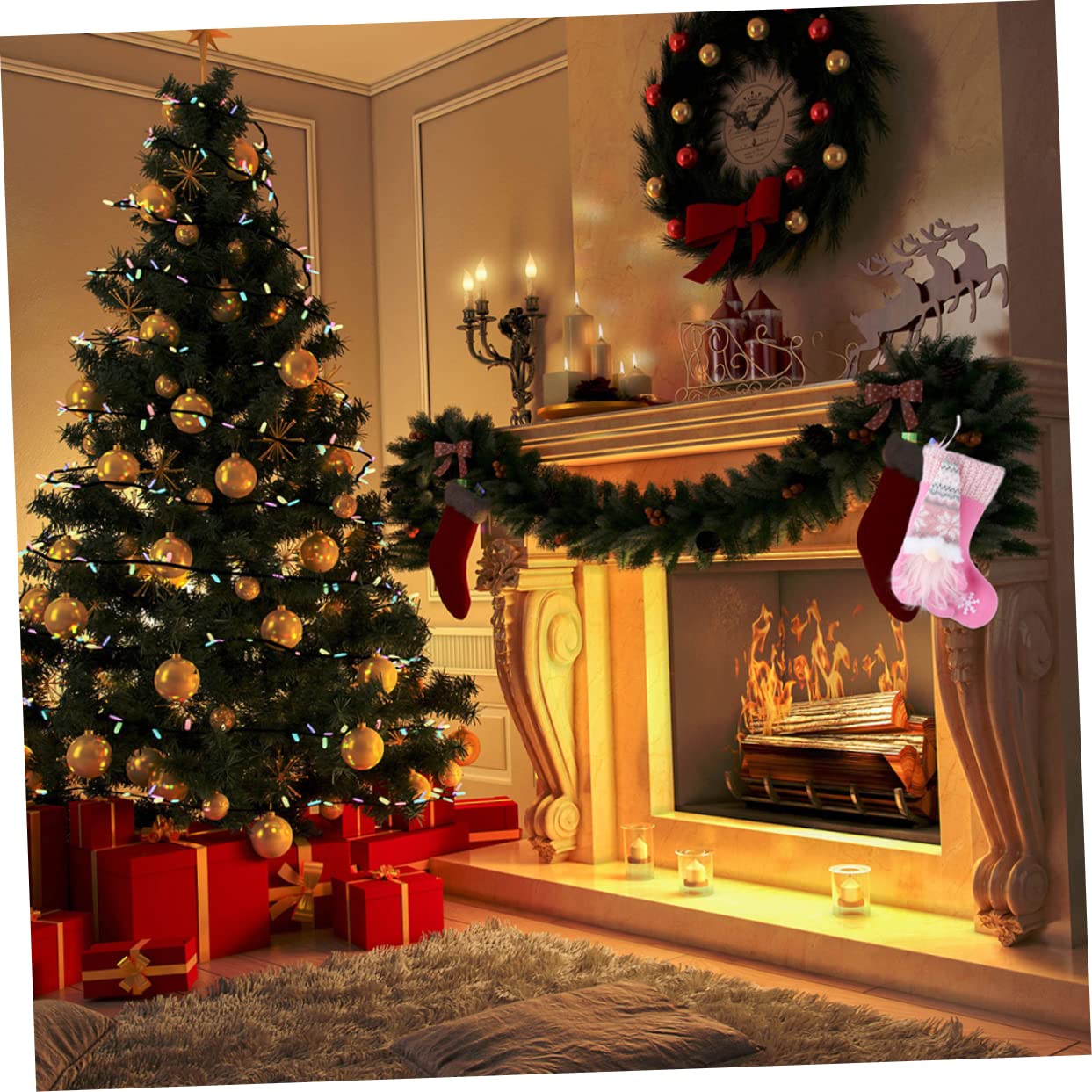 ULTECHNOVO 2pezzi Calza di Natale in Materiale Morbido Ciondolo da Appendere Bambola Senza Volto Decorazione Natalizia per Feste