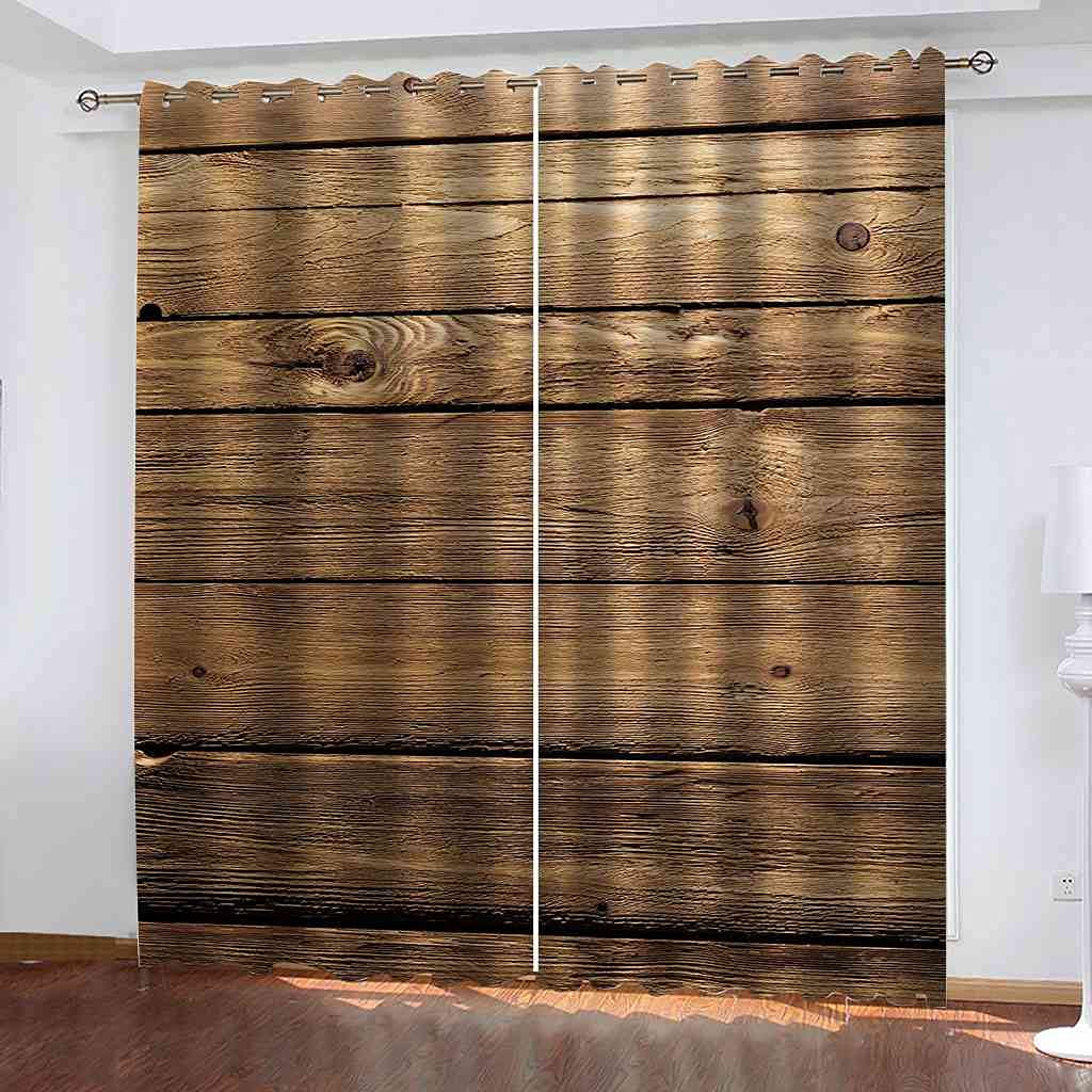 Rideau occultant à oeillets style bois vintage 264x160cm isolation thermique salon chambre