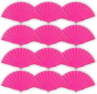 Home Universal® PACK12 ABANICOS PLÁSTICO Liso 23CM,Variedad de colores fiestas, festivales, bodas, eventos temáticos.