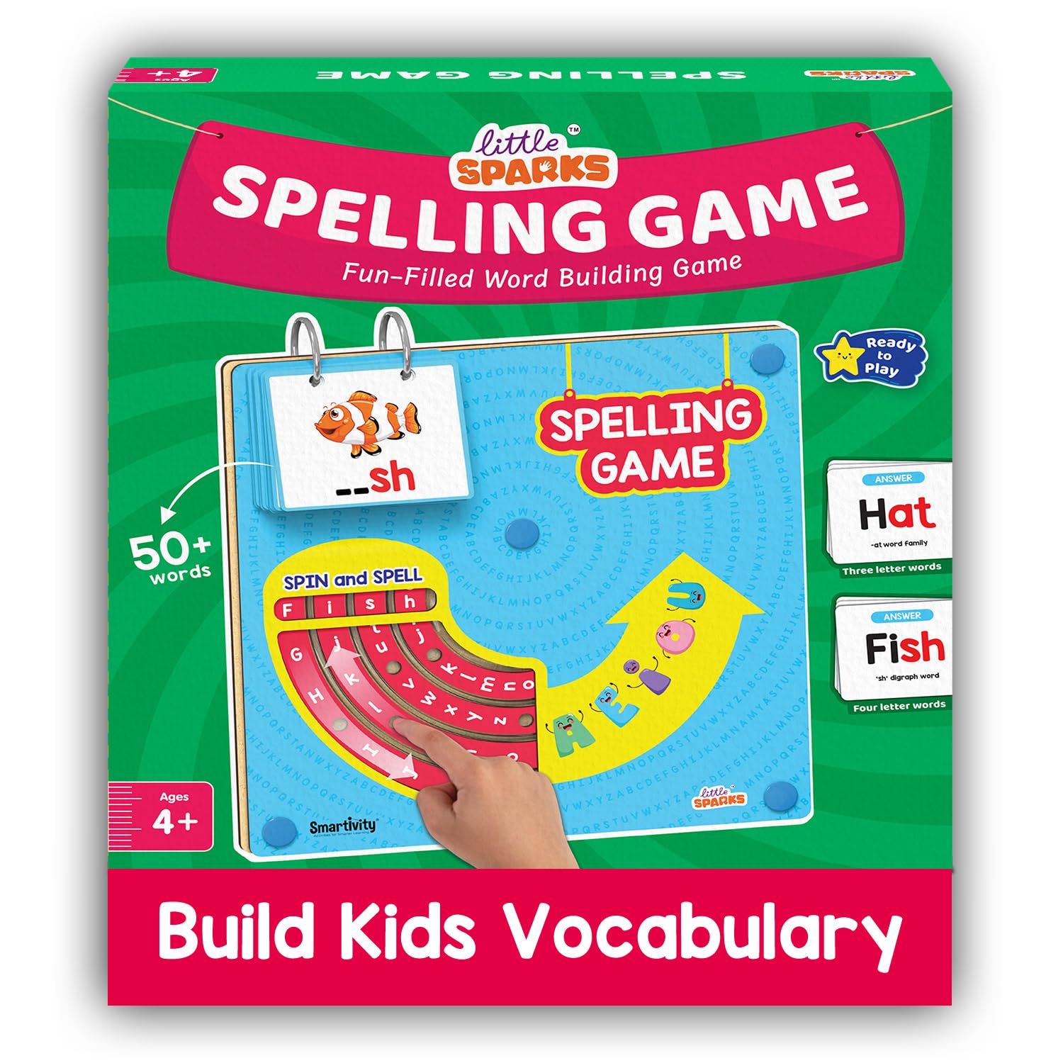 Smartivity Spelling Game for Kids 4,5,6,7,8 Years Old | 50+ Picture Cards | Rakhi/Birthday Gift for Boys&Girls | Educational Word&Vocabulary Building Toy with Rotating Letter Wheels I Travel-Friendly-image-0