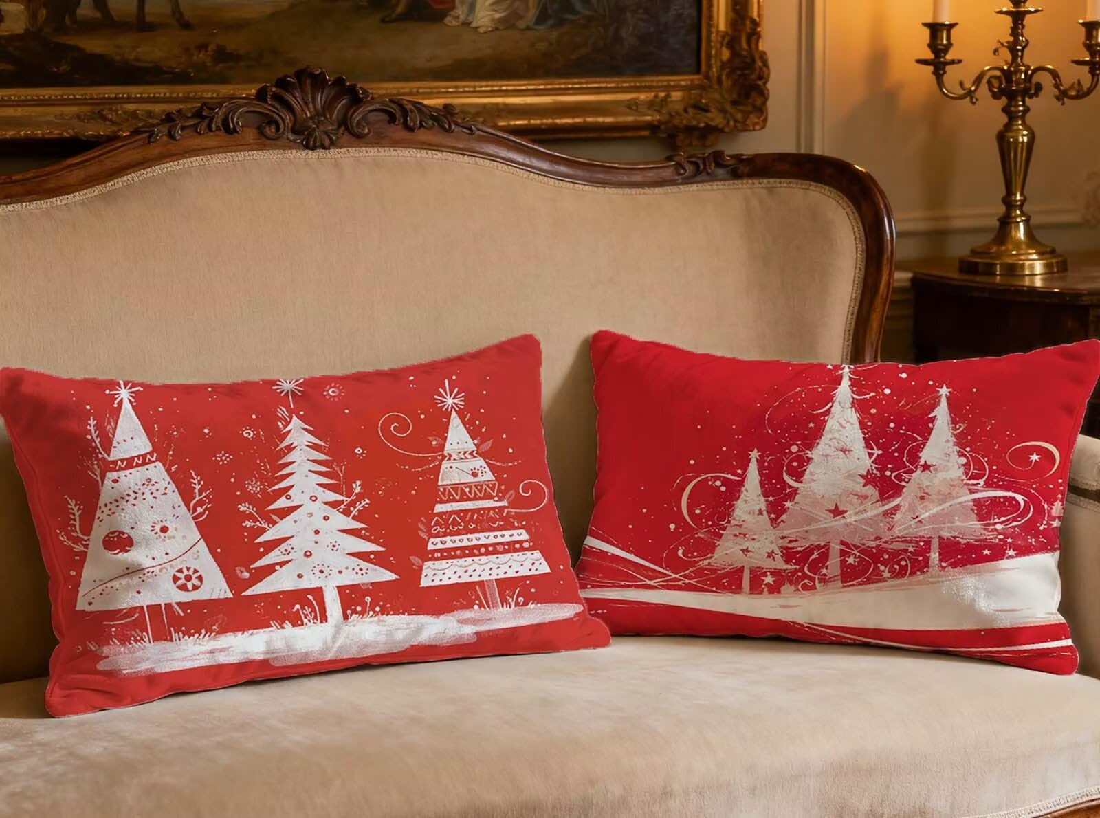 Housse de coussin rouge de Noël en velours pour illuminer votre canapé de salon