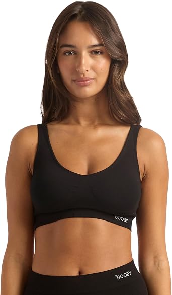 Boody Women s Seamless Padded Crop Bra | Bras for Women | Seamfree Comfort Bamboo Bralette | Non-Adjustable Straps