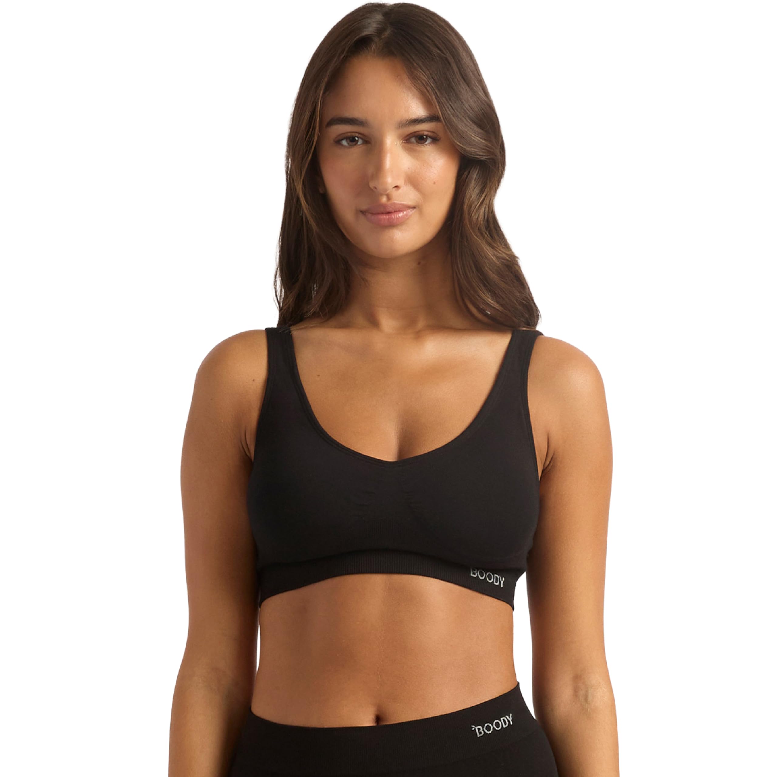 Boody Seamfree Padded Crop Bra - Black / 3XL