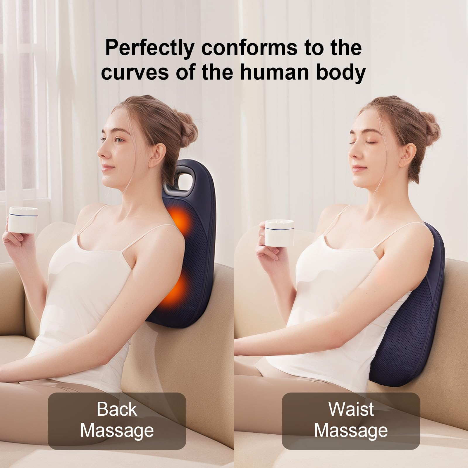 Masajeador de espalda portátil con mango ergonómico, superficie texturizada