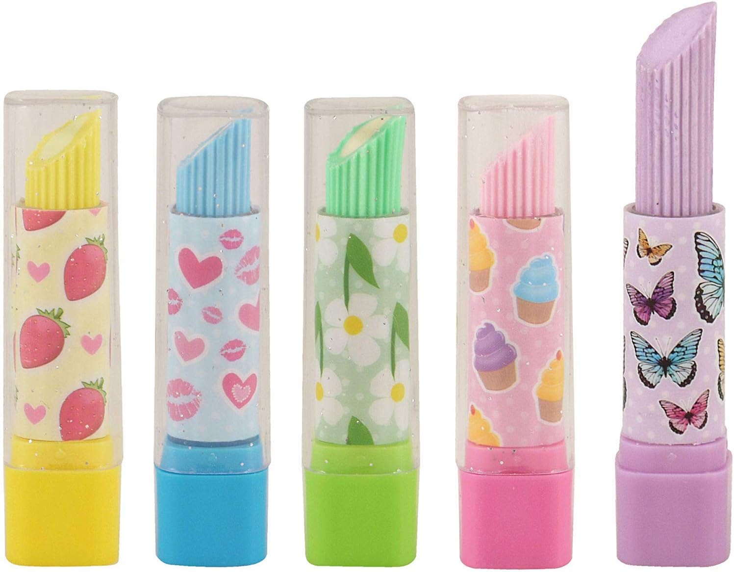 10 x Lipstick Erasers/Rubbers Girls Party Bag Fillers - Assorted Colours