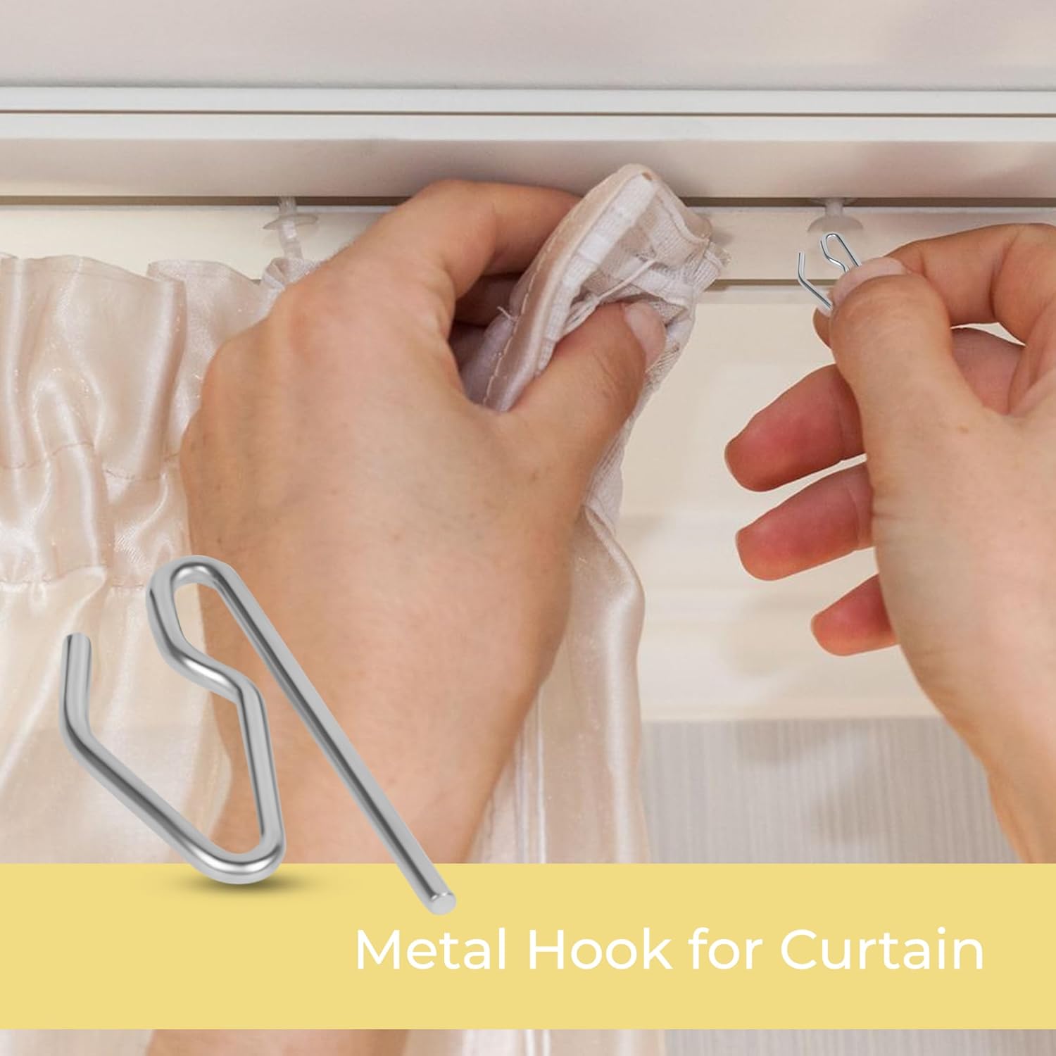 FAPBADRI Hook for Curtain Channel/Track, Color - Silver, Material - Mild Steel (MS), 100 Pieces