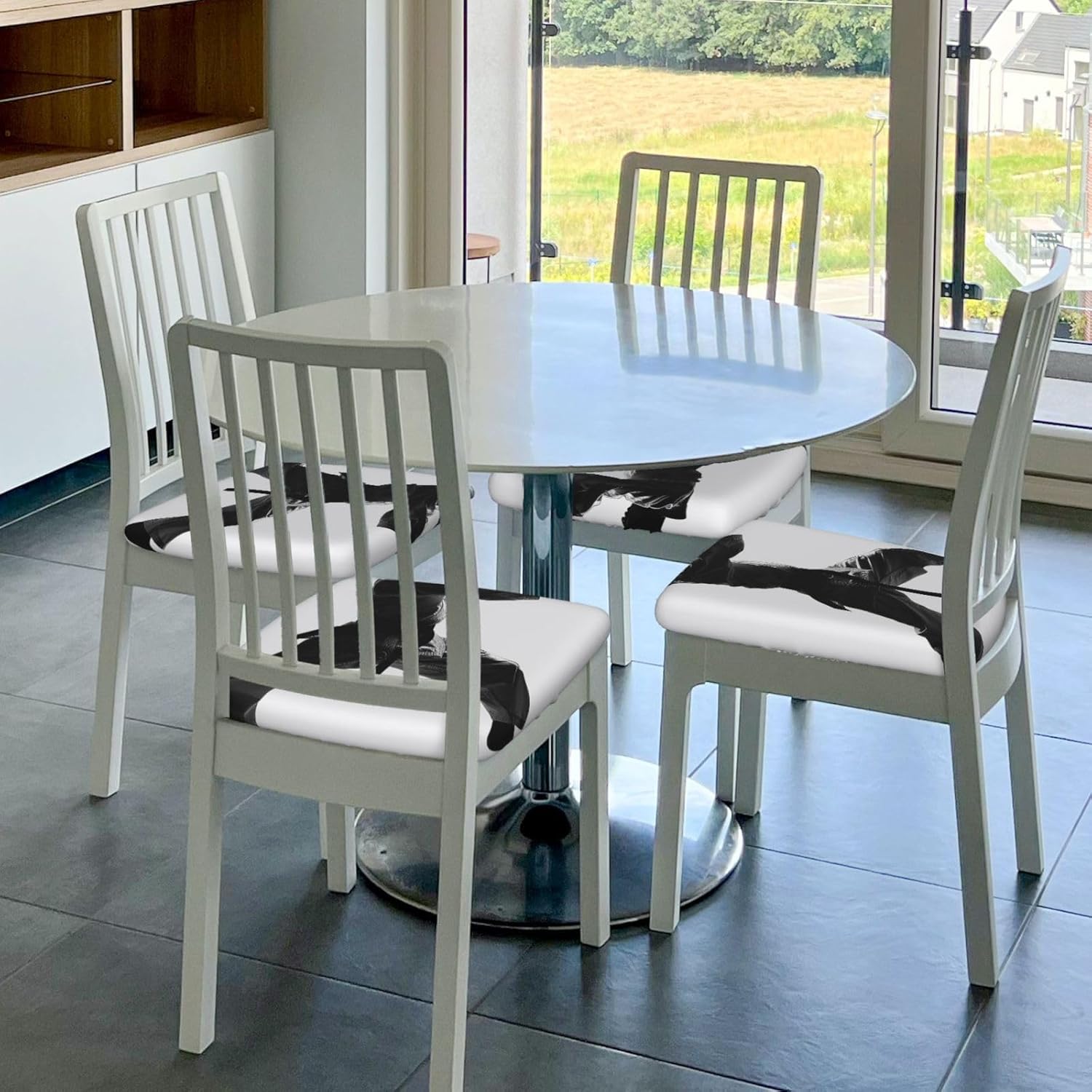 Taekwondo Martial Arts Print Square Cushion Covers 6 Pcs Set Elastic Non-Slip Seat Cushion Slipcovers Pet Furniture Protectors for Chair, Sofa