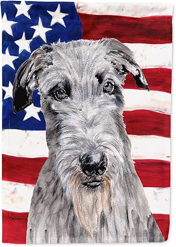 Miniatura 143 de Caroline's Treasures SS4017GF Bandera de Estados Unidos con Bulldog Inglés para jardín, bandera decorativa para patio exterior, patio, parterres,