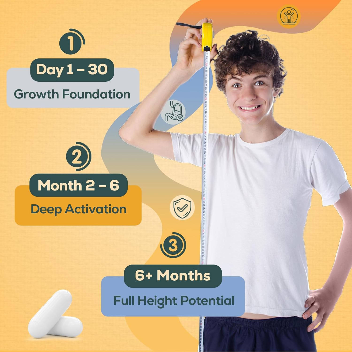 25-in 1 Bone Strength Supplement - for Natural Growth, Digestion and Stress - High Absorption - Calcium, Magnesium, Zinc, Ashwaganda and Multivitamins for Age 12+ | 60 Caps - Image 6