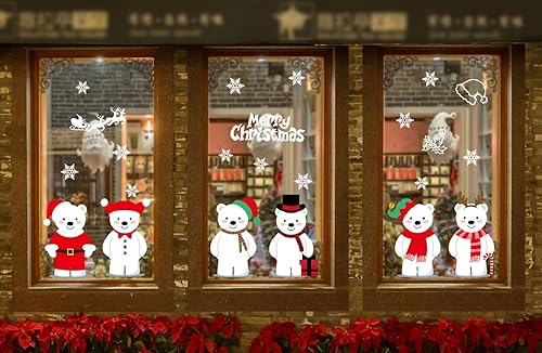 Miniatura 21 de Calcomanías de Navidad para ventanas, corona, copos de nieve, Papá Noel, árbol de Navidad, pared, ventana, calcomanías para puerta, calcomanías