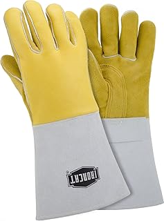 IRONCAT 9060 Premium Elk Leather Welding Gloves â€“ Large Cow Split Gauntlet Cuff with Kevlar Thread Stitch