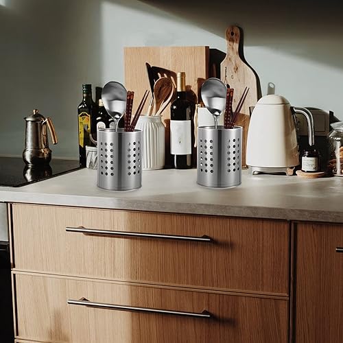 Miniatura 4 de DOITOOL 2 soportes para utensilios de cocina de acero inoxidable para encimera, soporte para cucharas, cubos de cubiertos, soporte para palillos,