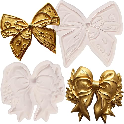 2 moldes de silicona para decoración de tartas con moño, moldes de silicona de chocolate bordado 3D, para bodas, cumpleaños, cupcakes, dulces,