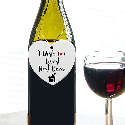 Miniatura 5 de Regalos de amistad para mujeres, amigos, I Wish You Lived Next Door Ornamento de recuerdo Placa de corazón Placa de graduación cumpleaños