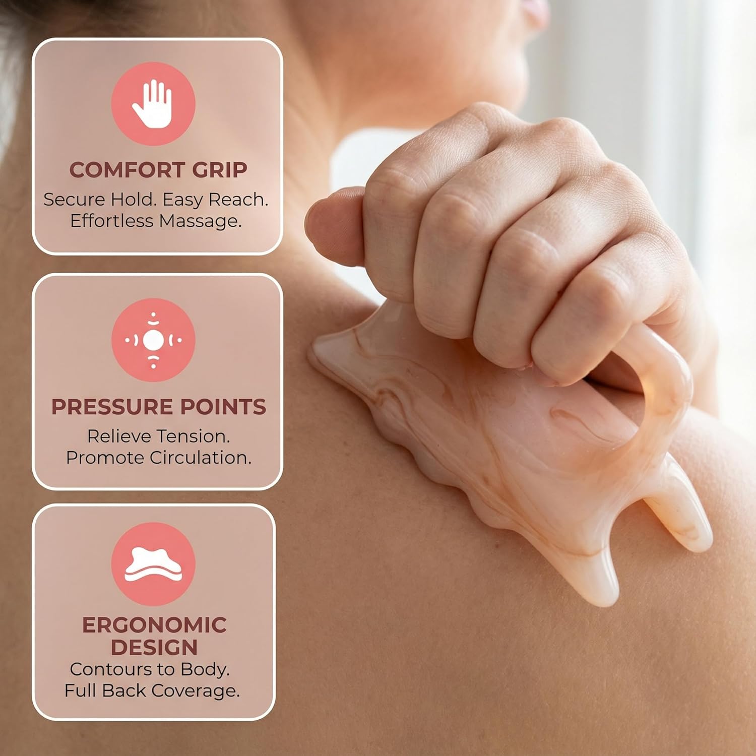 Handheld Pressure Point Massage Tool, Double Push Resin Full Body Manual Massagers for Shoulder, Neck, Back, Limbs, and Scalp Massage Tool Scraping Traditional Therapy - Image 3